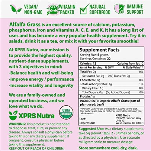 Xprs Nutra alfalfa powder mixed into a healthy green smoothie