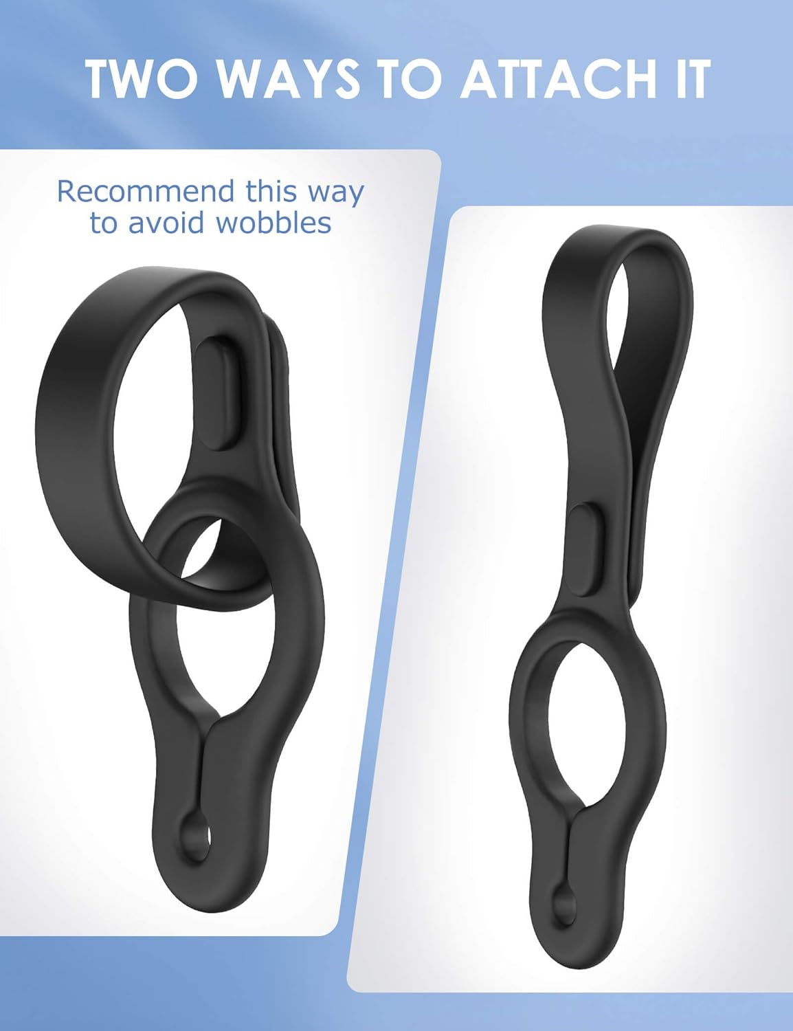 Gobeigo lightweight compact silicone carrier holding a knotted dog poop bag securely