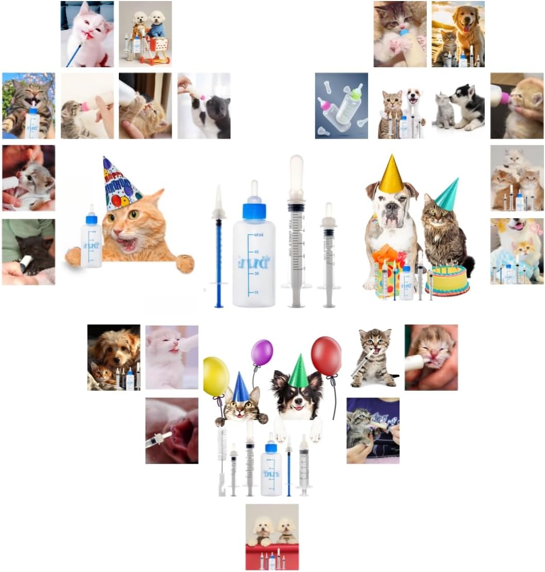 SLWHYZL kitten milk replacement kit detailing the soft food grade silicone nipples close up.