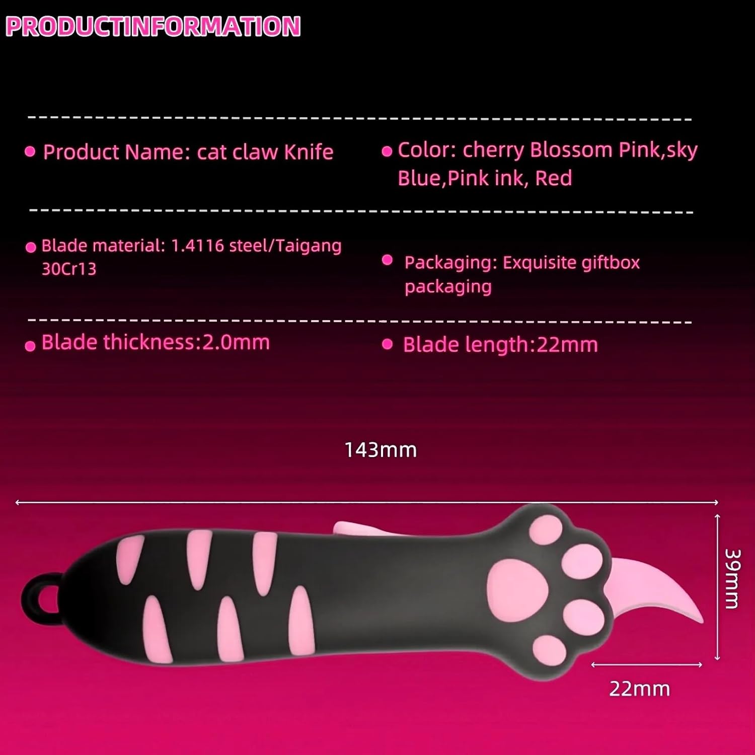 Portable miniature cat paper cutter being used to slice open a shipping box.