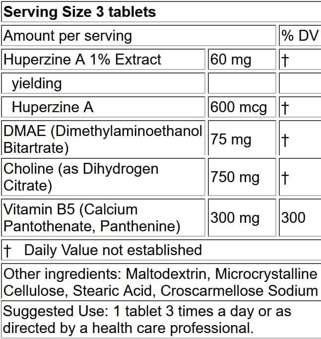 LifeLink Knoitol Huperzine-A complex dietary supplement bottle angled display.