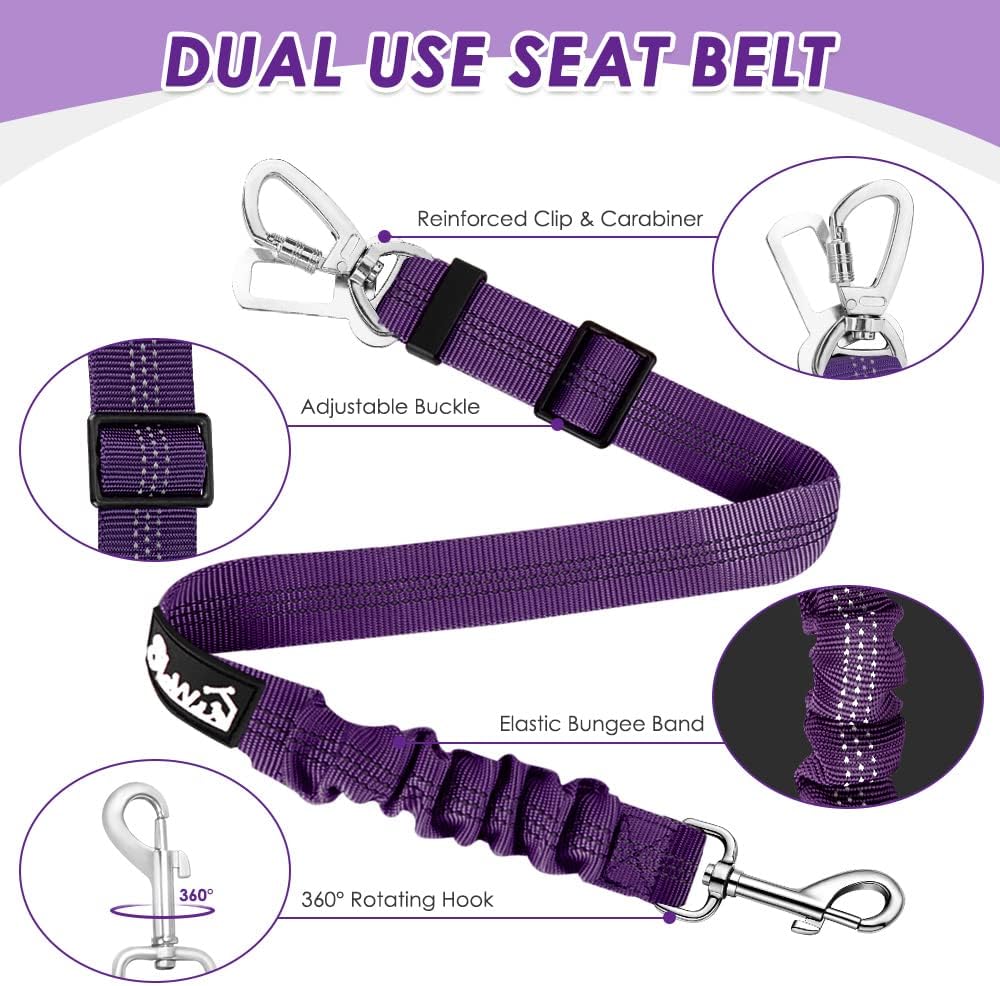 Safety elastic bungee tether for pet car travel