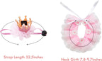 Small dog wearing Ushang Pet pink princess birthday outfit
