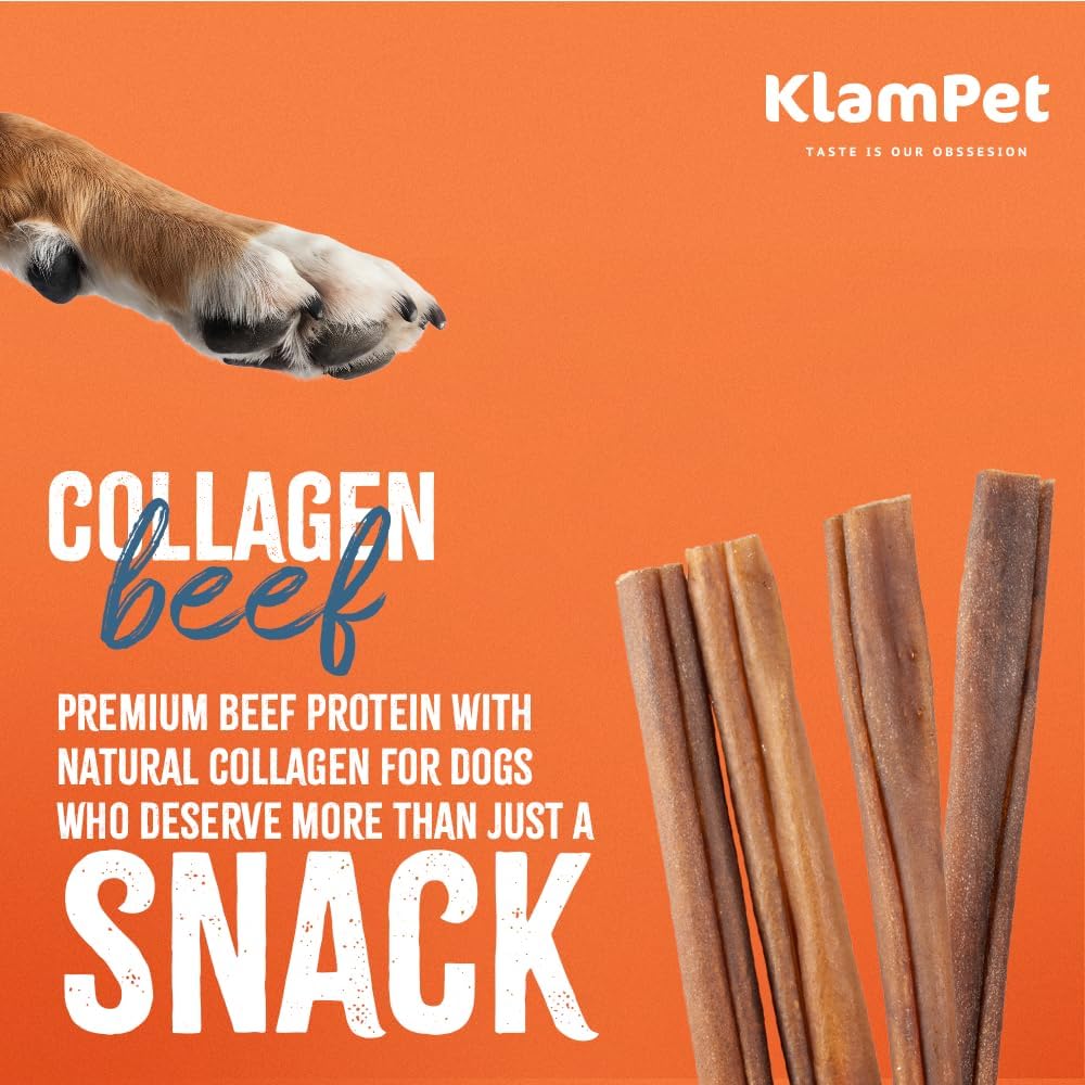 Dog enjoying a long lasting Rewardables collagen stick