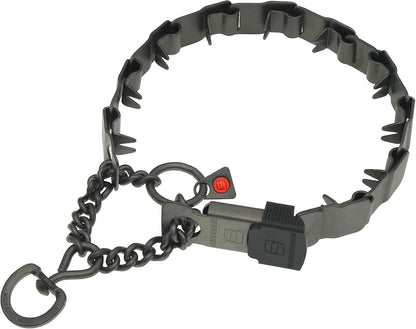 Sixteen inch neck size professional dog training collar flat lay view