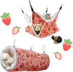 LYART small pet hammock front view with pink strawberry pattern