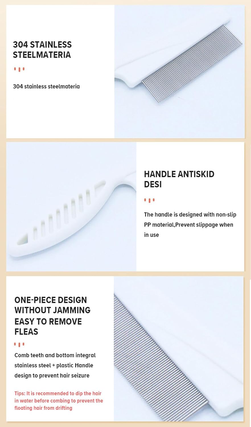 Nadusep dual sided pet flea and tear stain removal comb set in white and blue variants