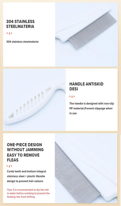 Nadusep dual sided pet flea and tear stain removal comb set in white and blue variants