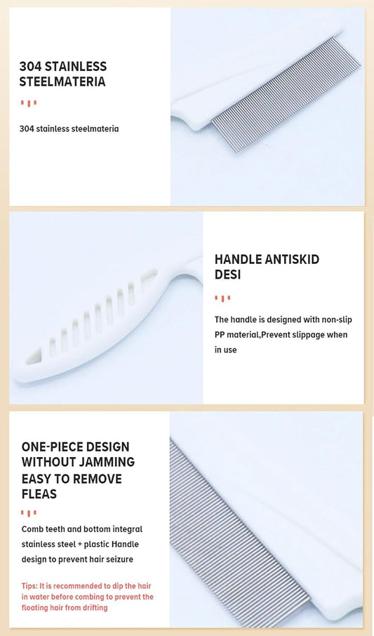 Nadusep dual sided pet flea and tear stain removal comb set in white and blue variants