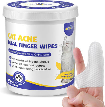 Ninibabie Cat Chin Care Wipes packaging front view for feline acne treatment.