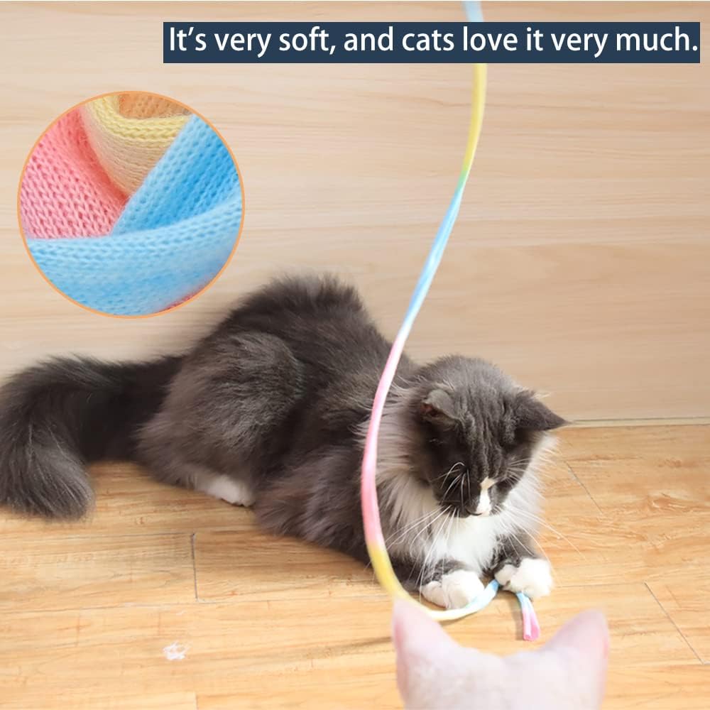 Two pack collection of LASOCUHOO rainbow cat wands displayed together for multi-pet exercise