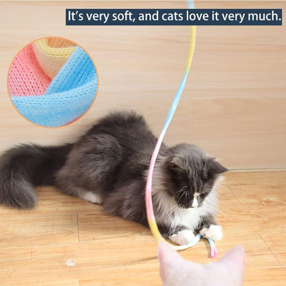 Two pack collection of LASOCUHOO rainbow cat wands displayed together for multi-pet exercise