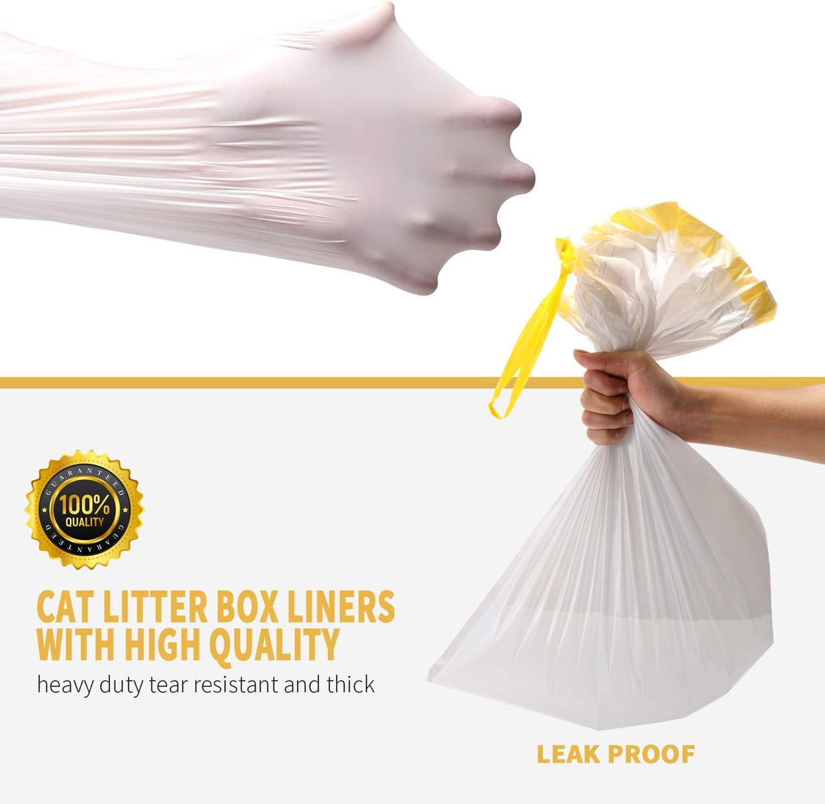 Kone jumbo litter pan bags showing drawstring feature