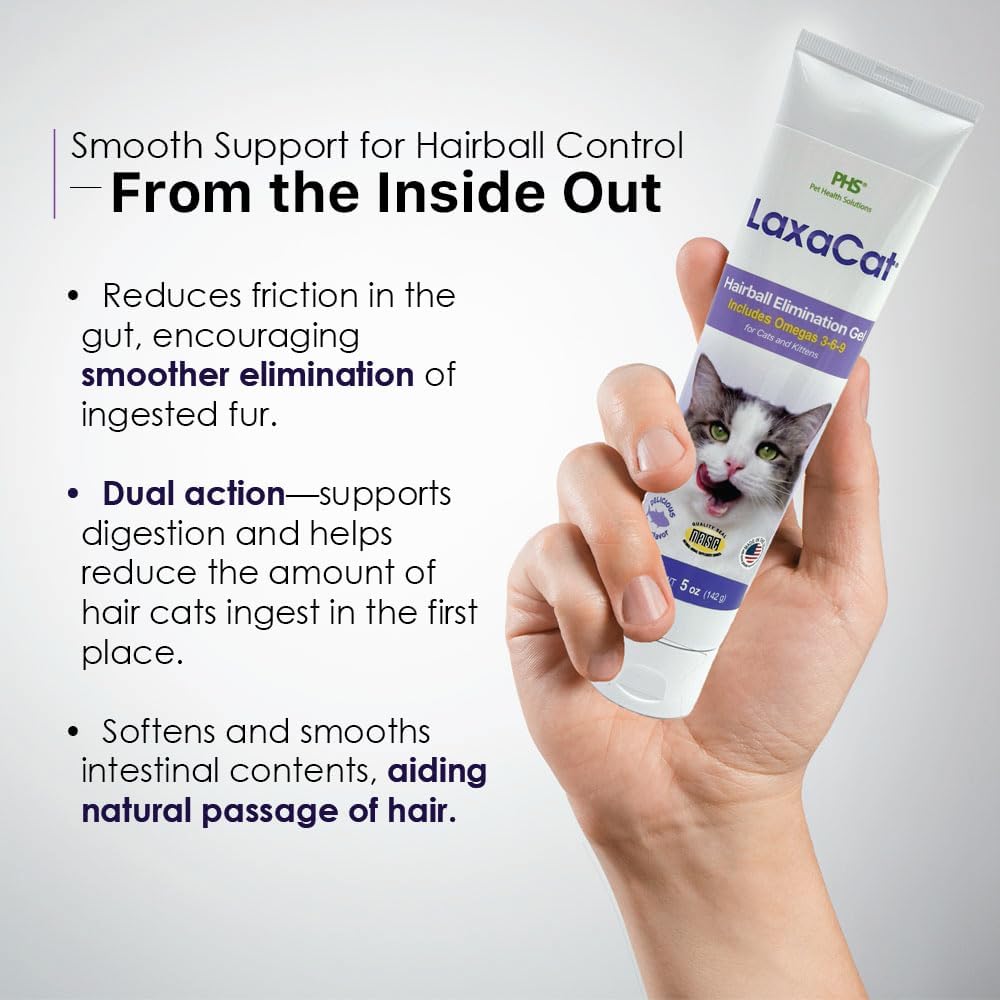 Imported LaxaCat tuna flavored hairball remedy gel for healthy skin and coat.