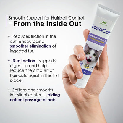 Imported LaxaCat tuna flavored hairball remedy gel for healthy skin and coat.