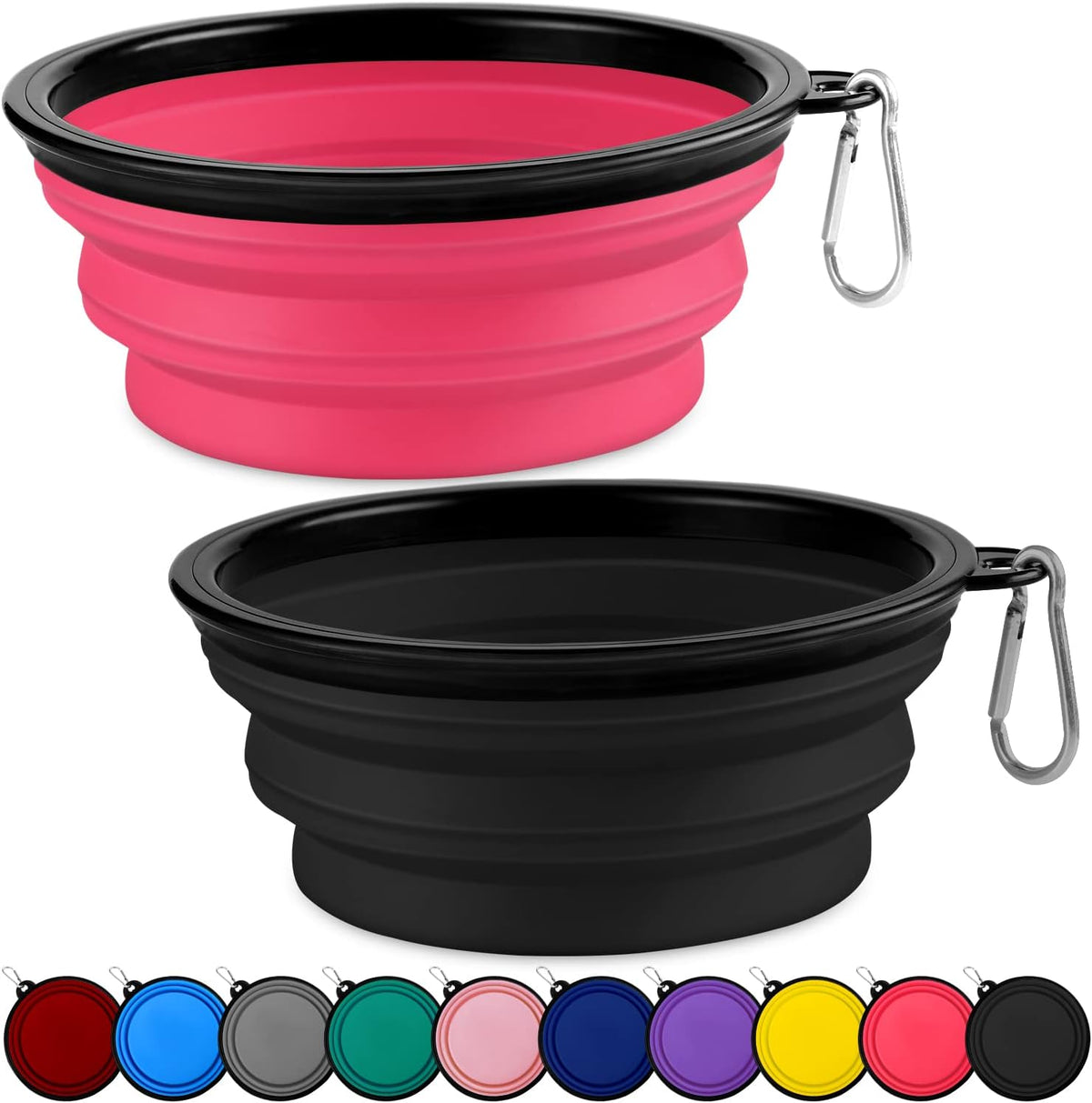 Collapsible Dog Bowls-2 Pack Large Size for Large/Medium Dogs, Pet Travel Water Bowl, Dogs Cat Portable Water Bowl, Dog Pet Feeding Watering Dish Outdoor Hiking Parking Traveling with 2 Carabiners - Image 13