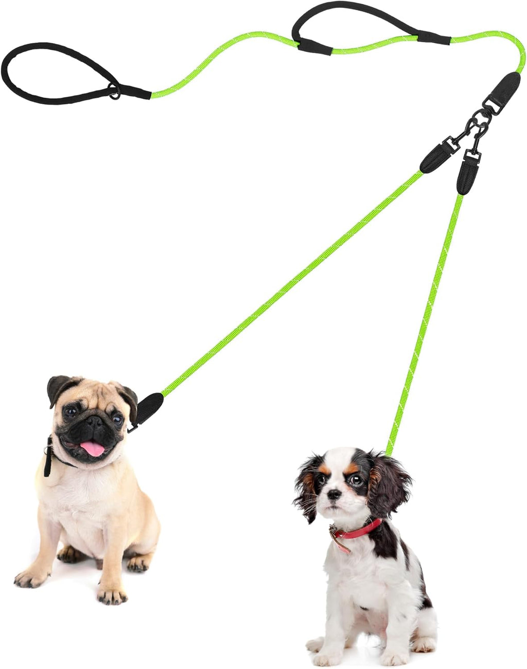 PetBonus Rope Double Dog Leash, No Tangle Dual Leash, Reflective Walking Training Lead with Two Comfortable Padded Handles, Lead Coupler for Small Medium Dogs (11-55 lbs, Black) - Image 11