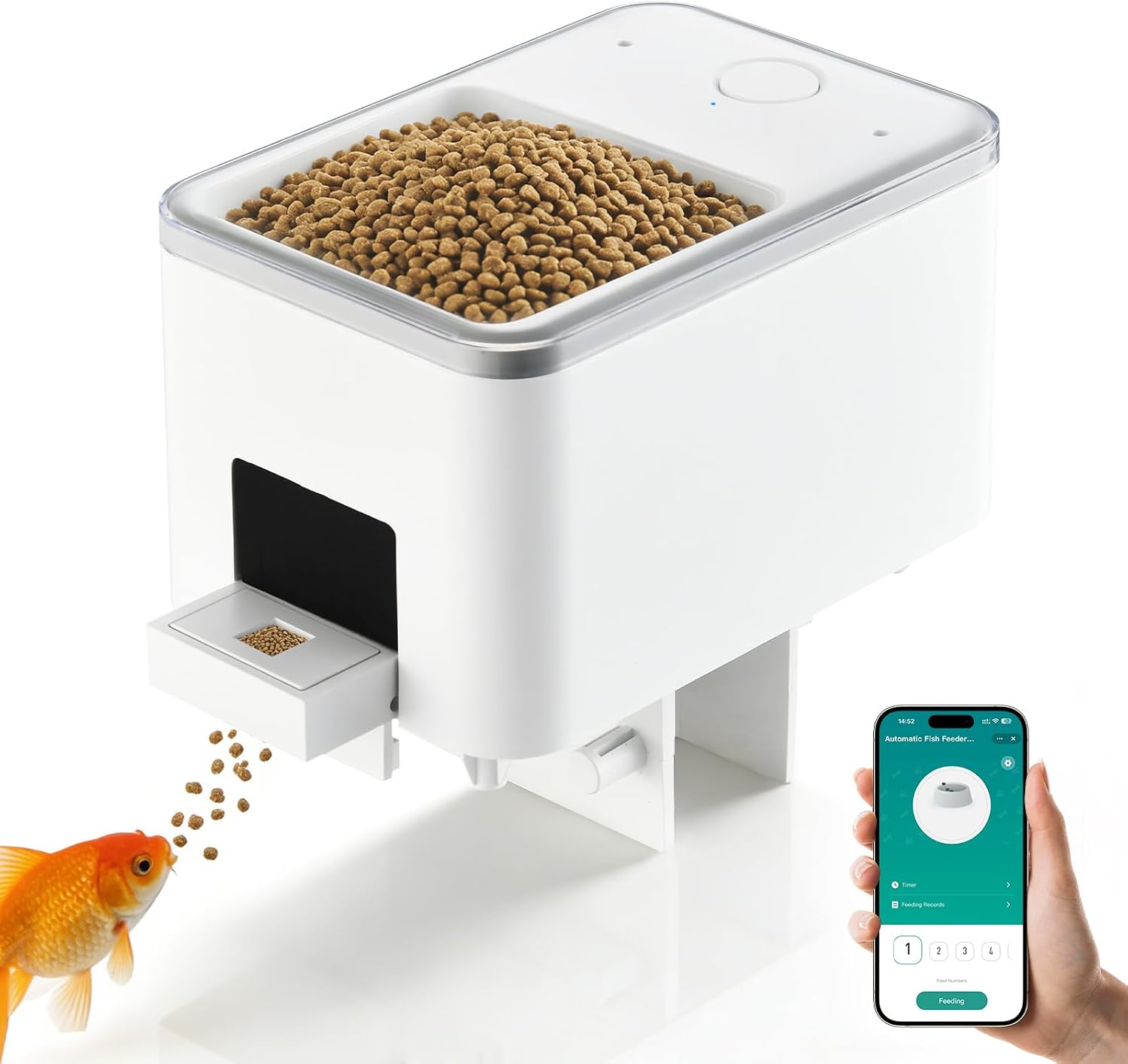 HSUCCCT automatic fish feeder front view smart aquarium food dispenser black