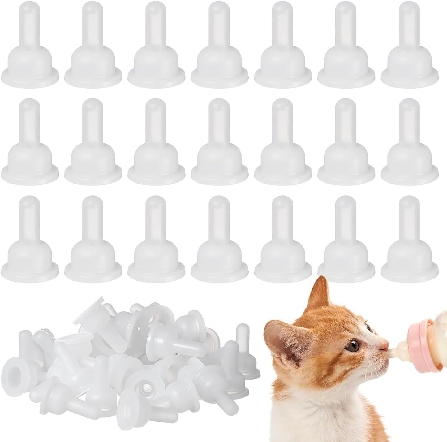 Homoyoyo replacement bottle nipples cat front view package of forty white silicone pet pacifiers