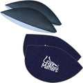 FootMatters Arch Support Cushions front view showing blue foam orthotic wedges for plantar fasciitis.