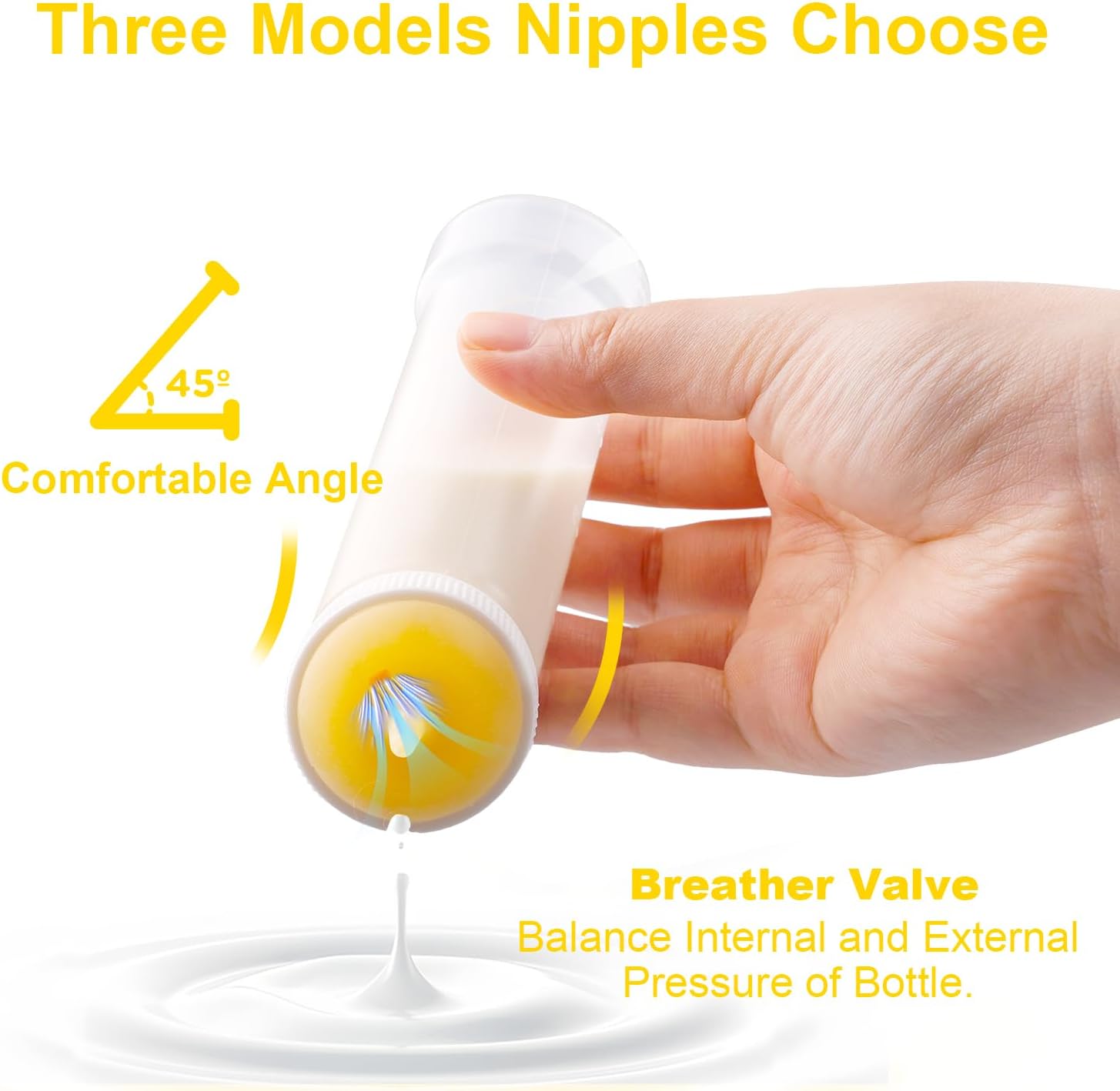Yellow silicone nipple attachment designed for newborn kittens and puppies.