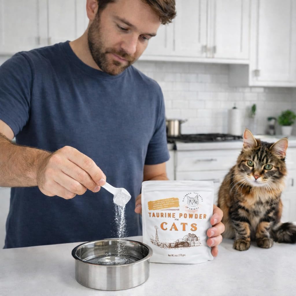USA imported Puravita taurine powder for cats showcasing the secure resealable packaging structure.