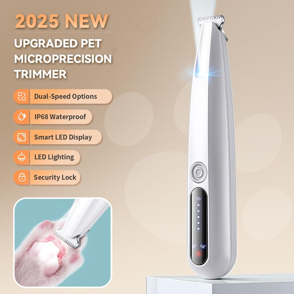 Quiet cordless dog hair shaver with built-in light for paws