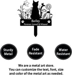 Size comparison view of black metal pet memorial stake