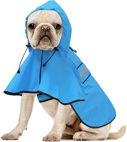 Ezierfy premium imported pet rain gear flat lay view detailing the quality polyester material and stitching.