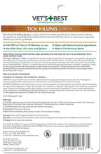 Vet's Best tick treatment bottle label showing plant-based ingredients