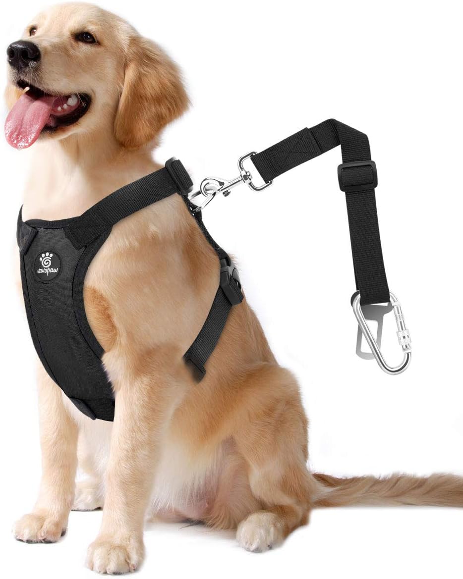 VavoPaw dog safety vest harness front view black