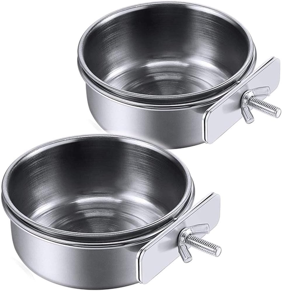 PINVNBY Parrot Feeding Cups Birds Food Dish Stainless Steel Parrot Feeders Water Cage Bowls with Clamp Holder for Cockatiel Conure Budgies Parakeet Parrot Macaw Small Animal Chinchilla Pack of 2 - Image 11