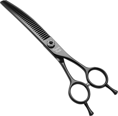 Professional Dog Grooming Scissors Pet Curved Chunker Shears 7.0'' Extremely Sharp Blades 440C Steel Thinning Scissors Durable Smooth Motion & Fine Cut for Dogs and Cats (Multicolored) - Image 13