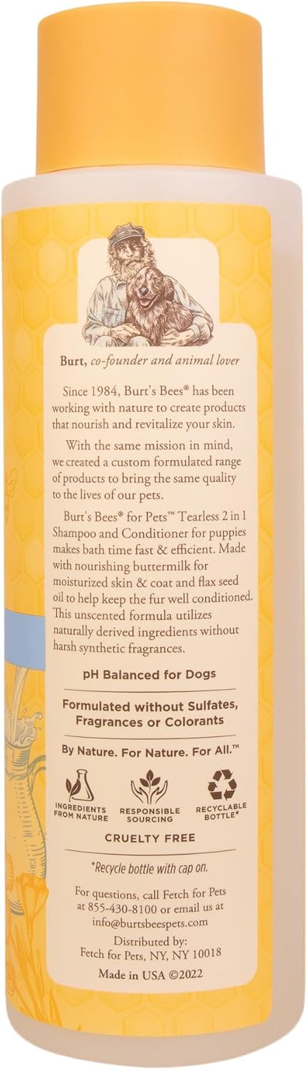 Burt's Bees for Pets Tear Free Puppy Shampoo & Conditioner with Buttermilk, 2 in 1 Gentle Dog Shampoo for Puppies, Cleans and Conditions Sensitive Skin, 16 Fl Oz - Image 10