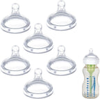 Dr. Brown's compatible wide neck replacement nipples pack of six front view showcasing the soft breast-like silicone design.