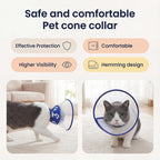 Premium clear plastic pet e-collar displaying the escape-proof double protection straps