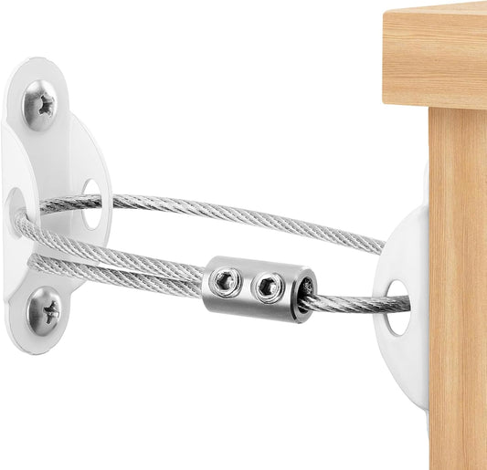 Artinst heavy duty anti tip furniture anchors white four pack front view childproofing kit.