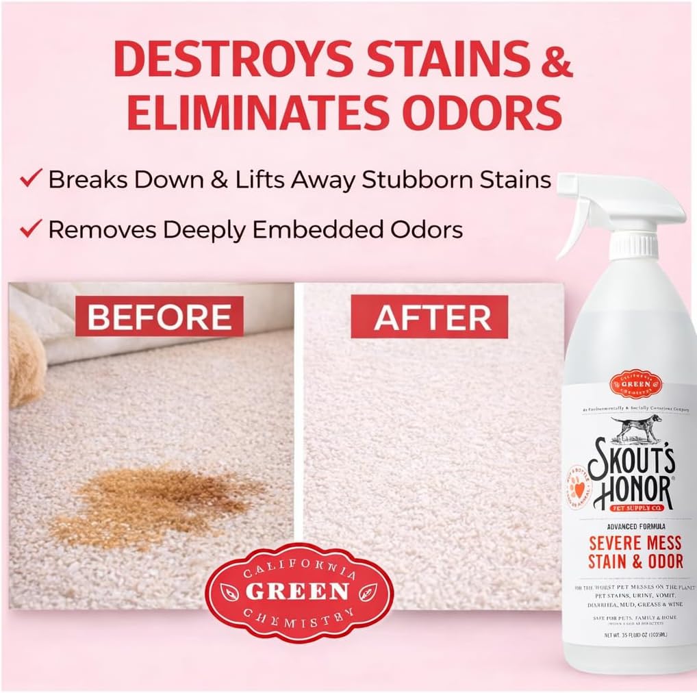 Skout's Honor pet deodorizer back label and directions