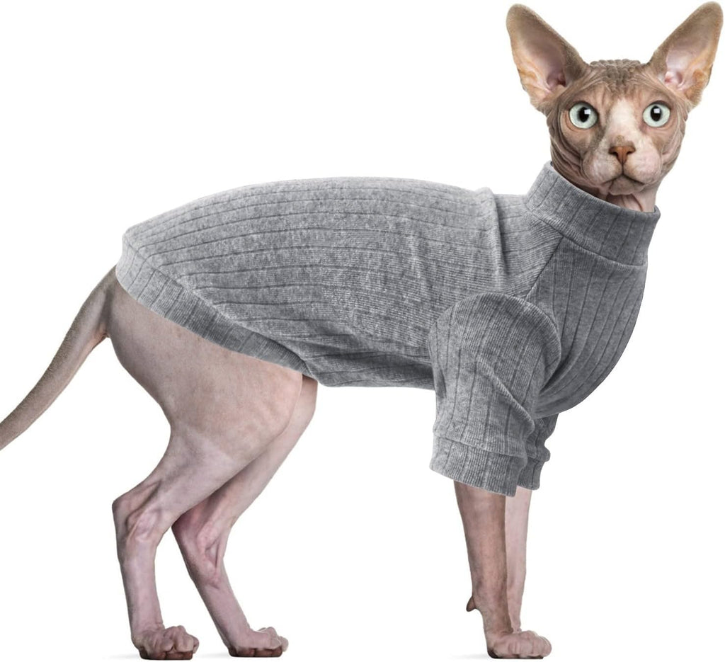 Idepet Sphynx Hairless Cats Sweater Shirt Kitten Soft Puppy Clothes Pullover Cute Cat Pajamas Jumpsuit Cotton Apparel Pet Winter Turtleneck for Cats and Teacup Chihuahua Small Dogs(Pink,XS) - Image 13