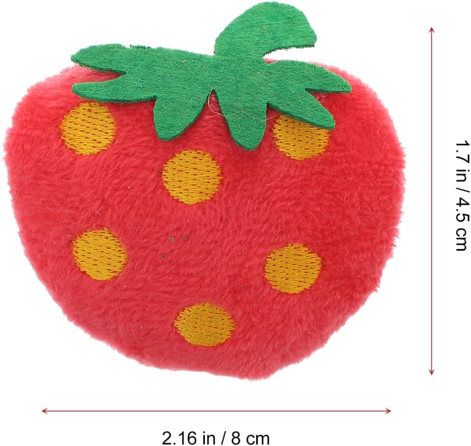 Toddmomy soft strawberry cat toy pack demonstrating perfect size for indoor kitty play.
