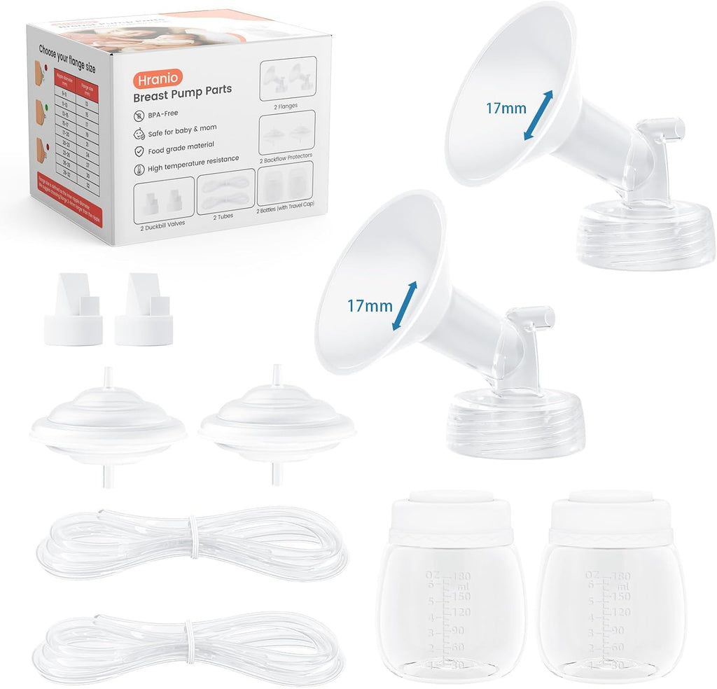 Hranio breast pump parts replacement kit front view showing complete double set accessories