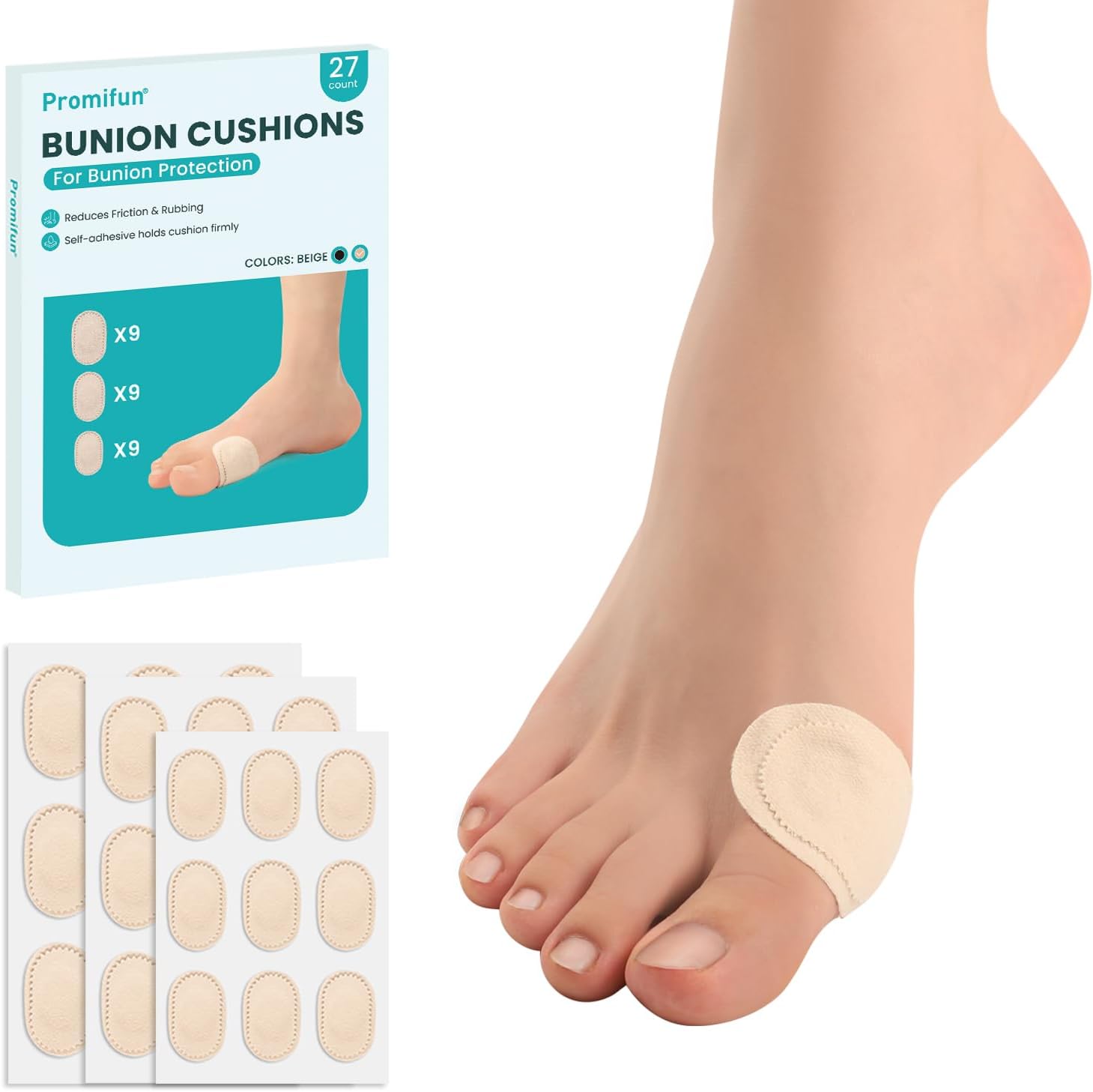 Promifun Bunion Pain Relief Pads front view packaging