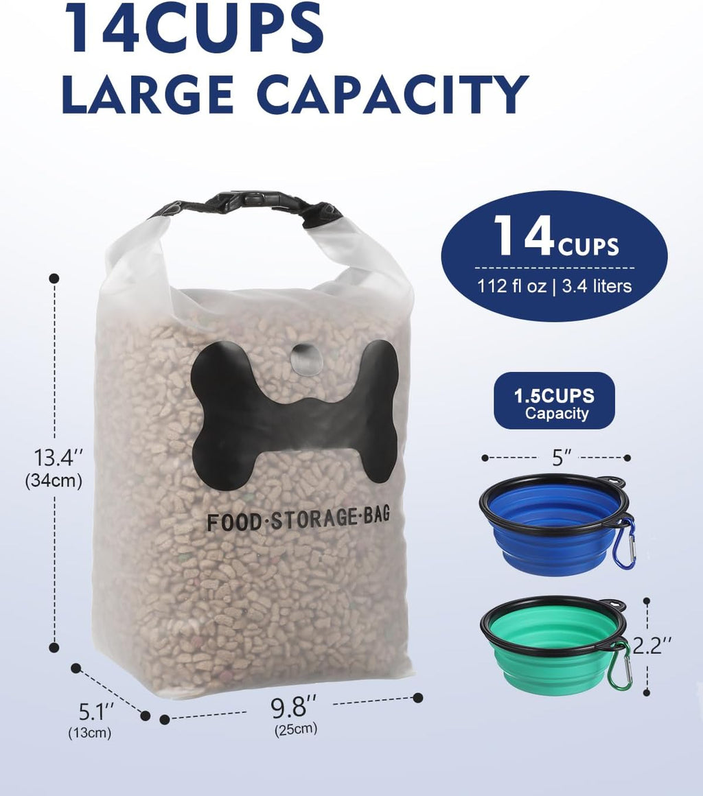 Compact folded Anvs silicone pet food storage bag