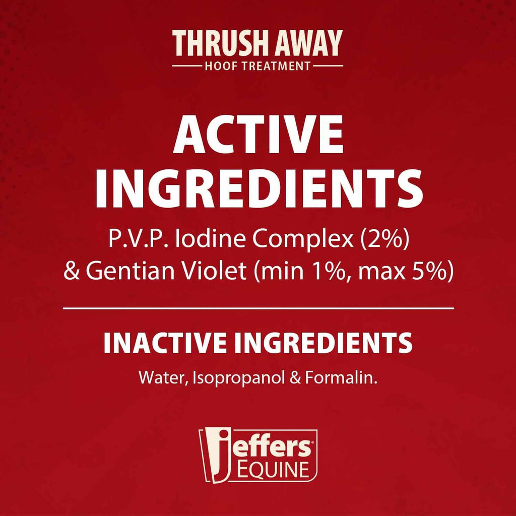 Back label details of Jeffers Thrush Away showing ingredients and usage instructions.