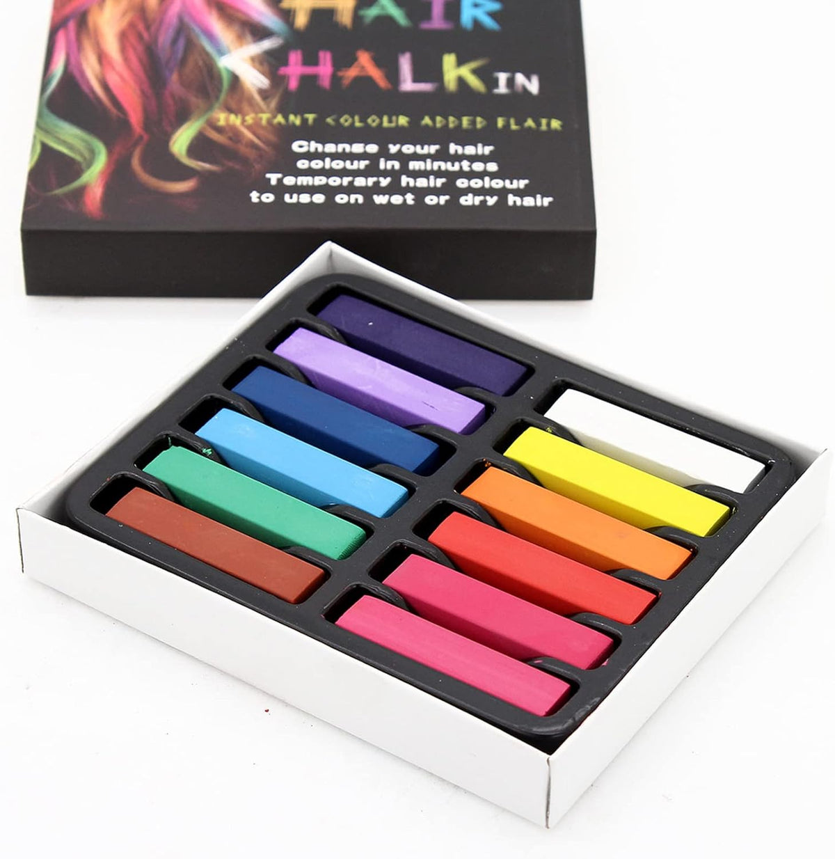 Joyeee 12-color temporary hair chalk set front view