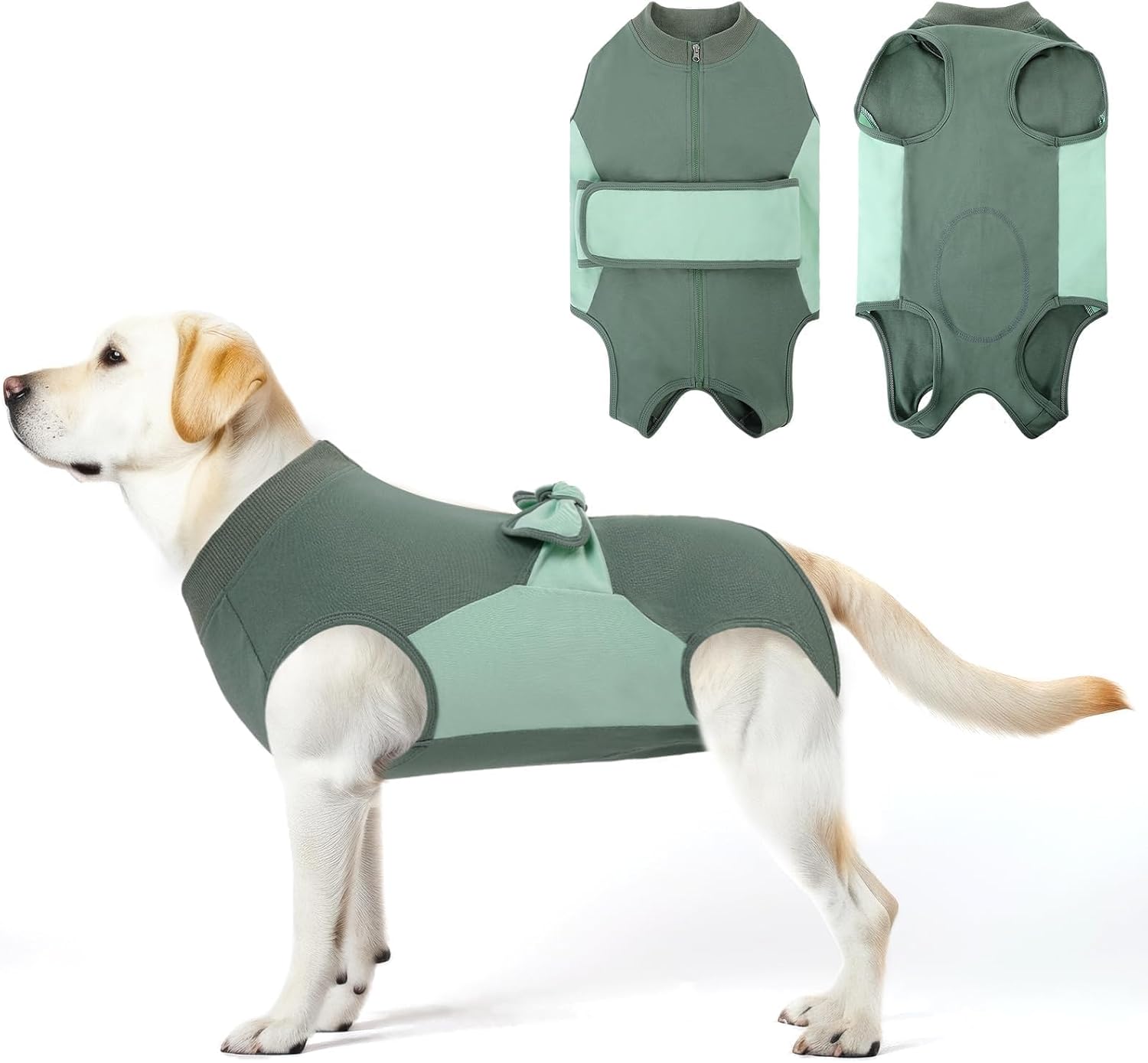 SAWMONG Dog Recovery Suit Male, Cotton Zipper Recovery Suit for Dogs, Dog Onesie for Surgery Female Neuter Bodysuit Prevent Licking Wounds Male, Substitute E-Collar & Cone(Gray, Small) - Image 10