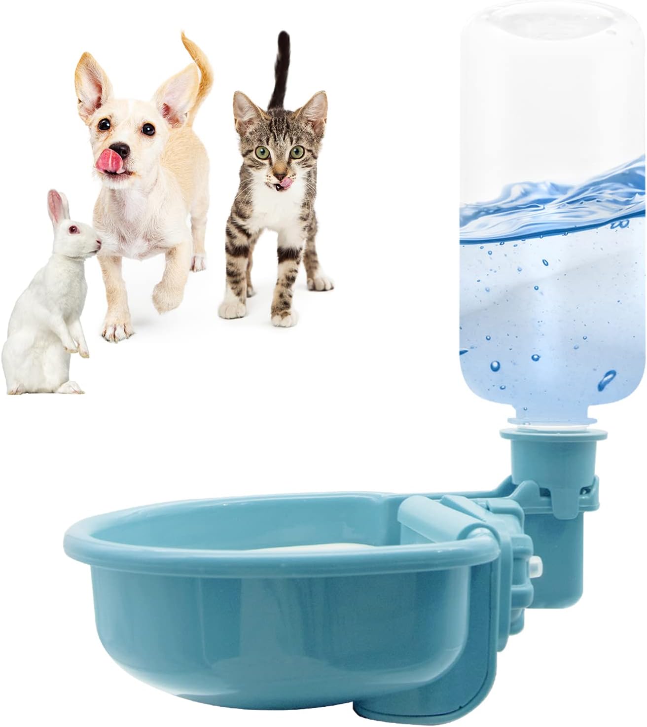 VANNON 16oz Pet Water Bottle, Gravity Dog Water Bowl Dispenser for Cage, Anti-Overflow Water Dispenser for Small Dogs, Cats, Rabbits and Other Small Animals, BPA Free, Grey - Image 10