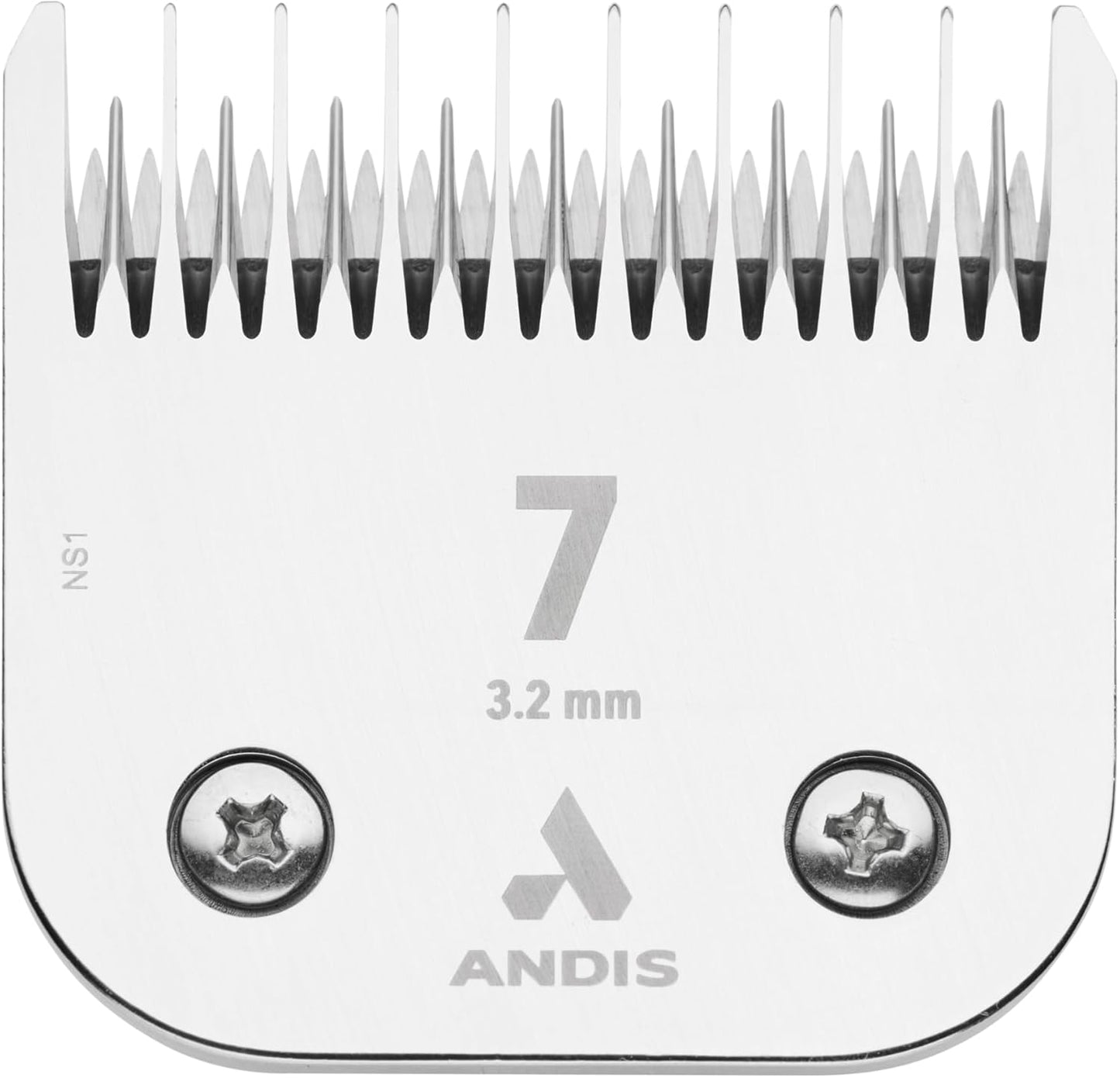 Andis skip tooth grooming blade detailed view of the 65 Rockwell hardness steel edge