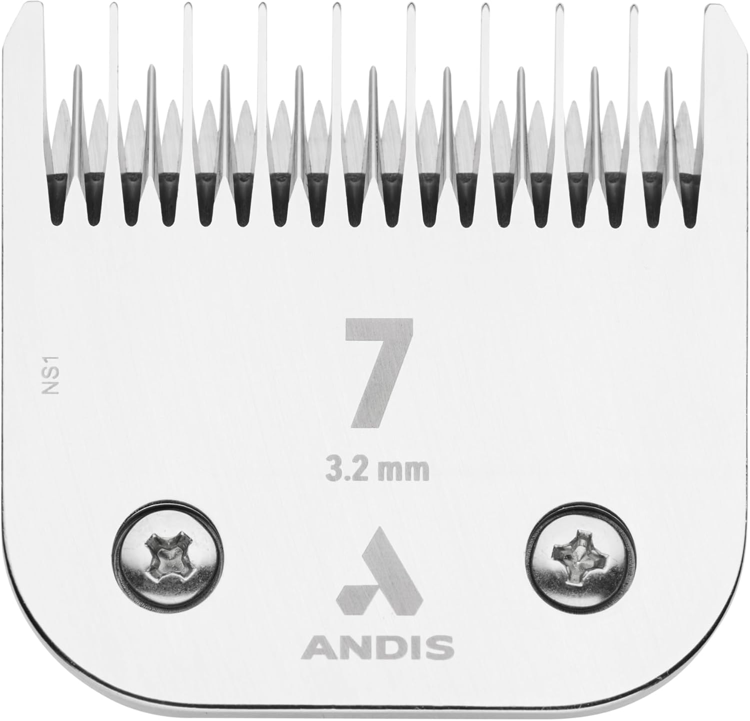 Andis skip tooth grooming blade detailed view of the 65 Rockwell hardness steel edge