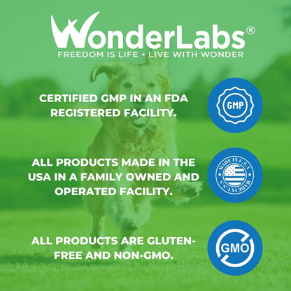 Wonder Laboratories pet digestive tract health supplement container displaying four ounces size